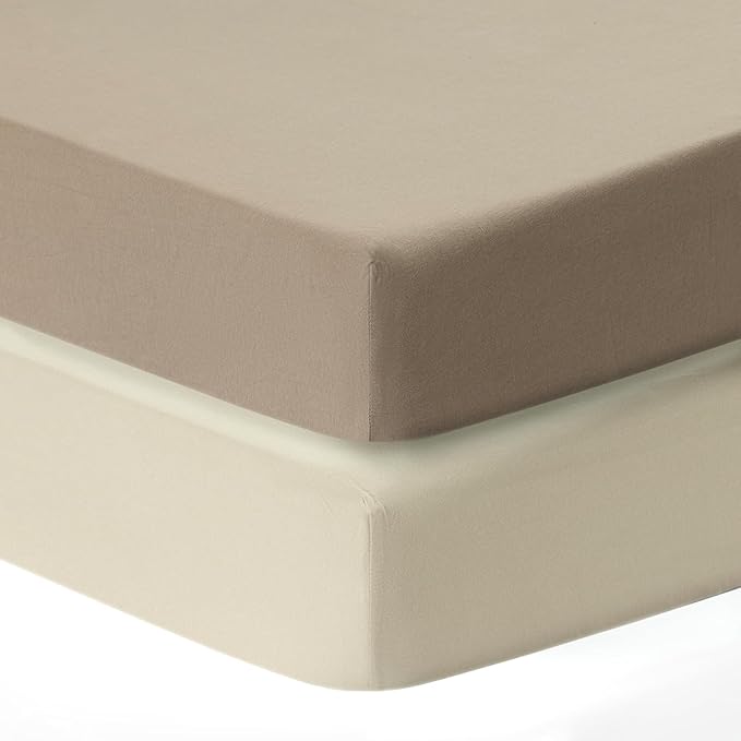 Dreamology Standard Crib Sheets,2 Pack,Cotton Crib Sheet,Soft and Breathable,100% Cotton Jersey Crib Sheet Boys, Girls, Neutral Crib Sheets for Standard Cribs, 52x28 Crib Mattress Sheet | Brown,Ecru