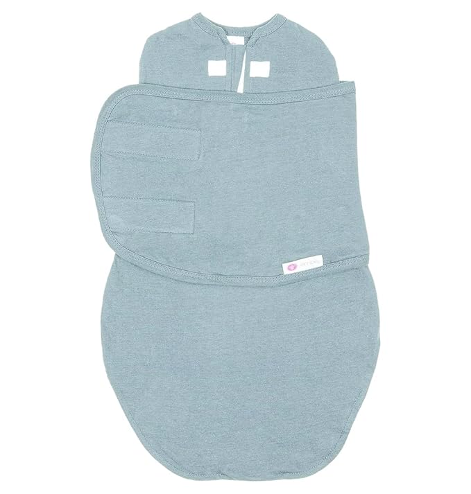 embé 2-Way Starter Baby Swaddle, Newborn Swaddle Sack, Zip, Hook & Loop Baby Wrap, Hip Healthy, Infant, 6-14 lbs, 0-3 Months - Sea