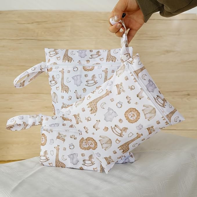 Happy Flute 3 Set Wet Bag Storage Bag Zipper Waterproof Washable Travel Bags, Beach, Pool, Gym Bag for Cloth Diaper, Swimsuits & Wet Clothes(EF545)