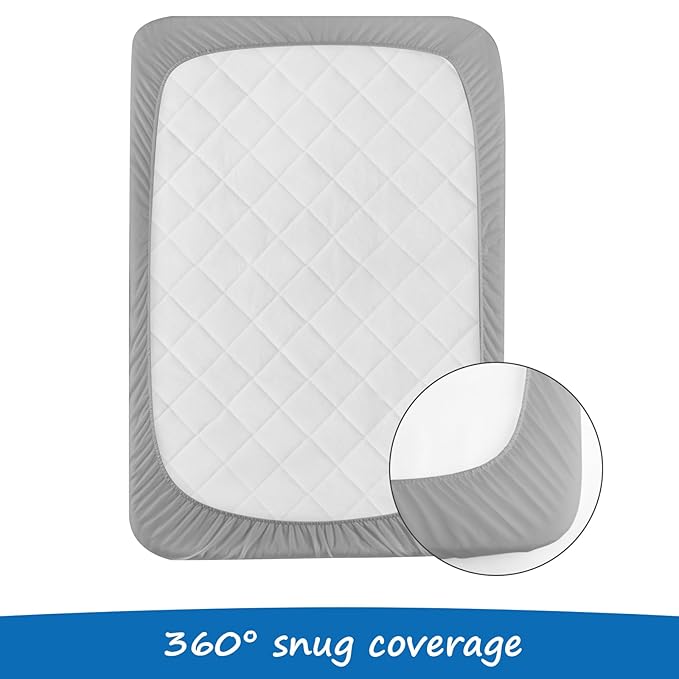 Bassinet Mattress Pad Cover Fit for Baby Delight/Mika Micky/Dream On Me Lotus/ANGELBLISS/KoolerThings (3 in 1) Bedside Sleeper, Waterproof Bassinet Mattress Protector Quilted Bassinet Sheets 2 Pack