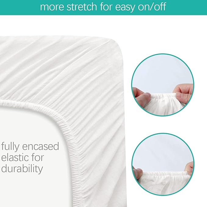 Bassinet Sheets Fit for Dream On Me Lacy, Delta Children Curve, Regalo Baby Basics™ Infant, Fisher Price, Simmons Kids(for Twins) and Safety 1st Bassinet,100% Cotton Sheet, 2 Pack, White
