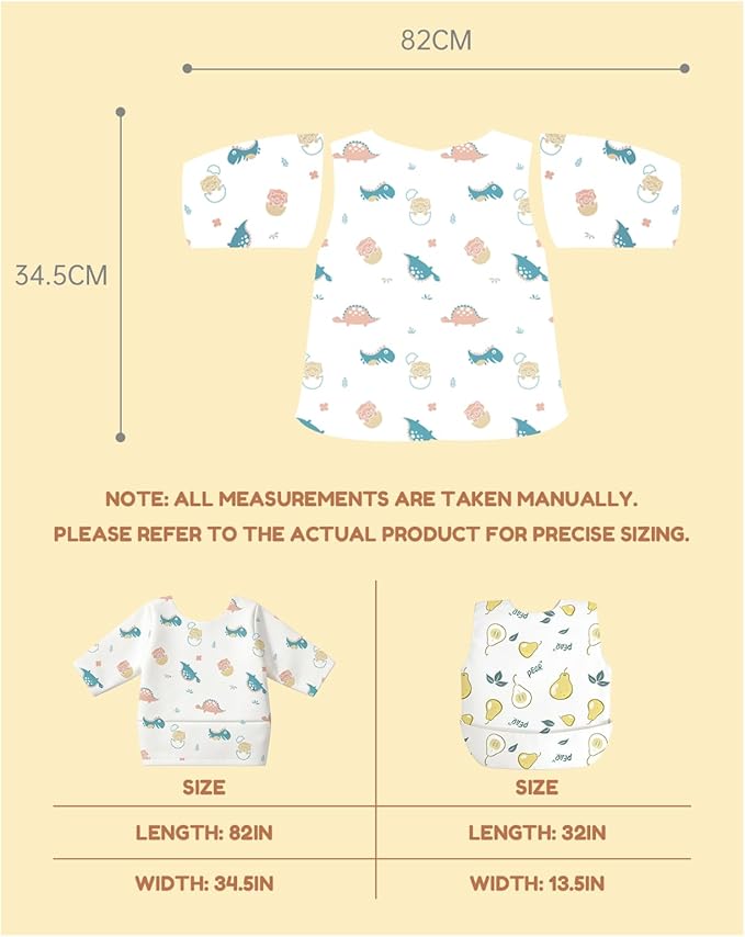 SauGonb Disposable Baby Bibs for Baby Boys and Girls - Long Sleeve Bib Individually Wrapped Waterproof Baby Bibs 16/36 pcs