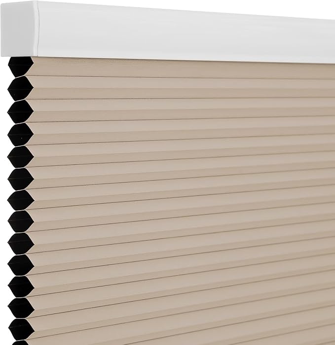 Changshade Blackout Blinds, Cordless Cellular Shades, Honeycomb Blackout Shades, Room Darkening Blinds, Pull Down Window Shades, Easy to Install Honeycomb Window Blinds for Home&Office, Beige