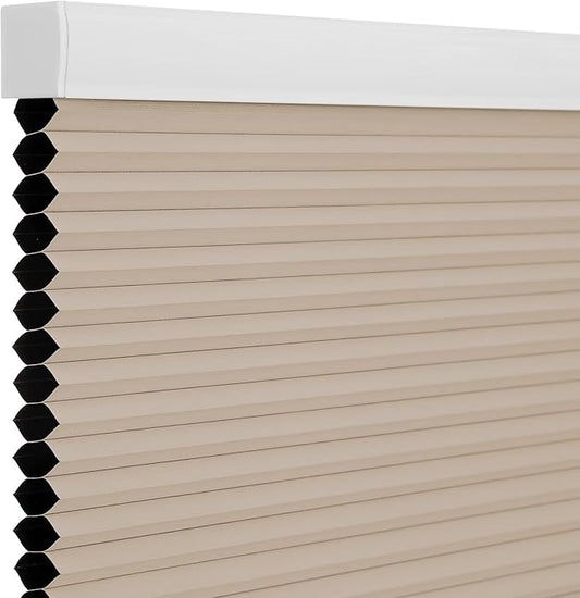 Changshade Blackout Blinds, Cordless Cellular Shades, Honeycomb Blackout Shades, Room Darkening Blinds, Pull Down Window Shades, Easy to Install Honeycomb Window Blinds, 40" W x 72" H, Beige