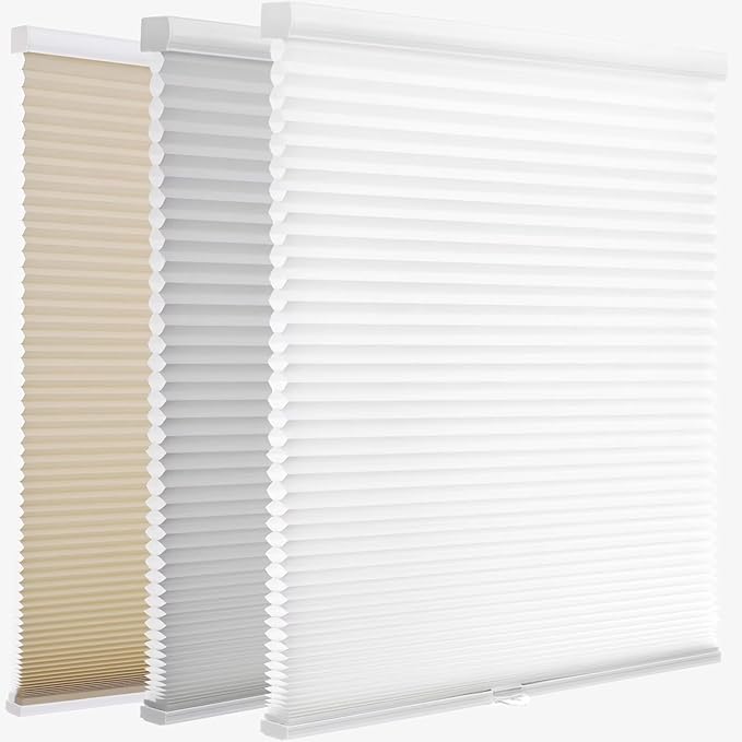 MYshade 1.5-Inch Cellular Cordless Light Filtering Shades, Honeycomb Window Blinds for Soft Daylight & Privacy, Thermal Insulation, Child Safe, Inside or Outside Mount (31" W x 72" H, White)