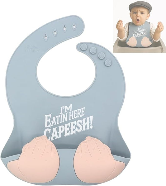 Teasin' Teethers Funny Italian Silicone Baby Bib with Pocket Food Catcher for Toddlers and Infants Funny Baby Bib Gift