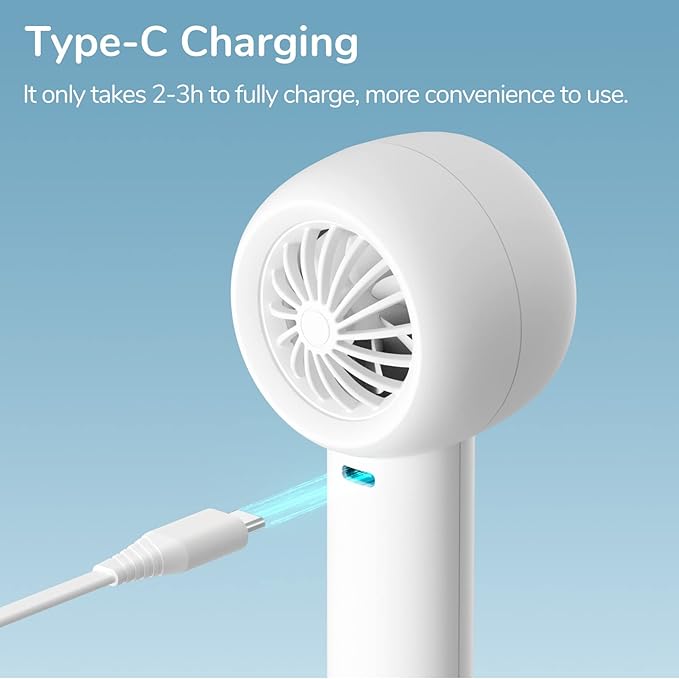 JISULIFE Mini Portable Fan-Bladeless Safe Design, Powerful Turbo Handheld Fan with 3 Speeds, USB Rechargeable, Small Pocket Design for Travel/Lash, Gifts For Girls/Women