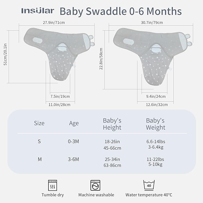 insular Baby Swaddle Wrap, Swaddle Blanket for Newborn and Infant, Adjustable Swaddling Set for Boy and Girl, Soft Cotton Baby Sleep Sack 3 Pack, Beige Duck, Medium(3-6 Month)