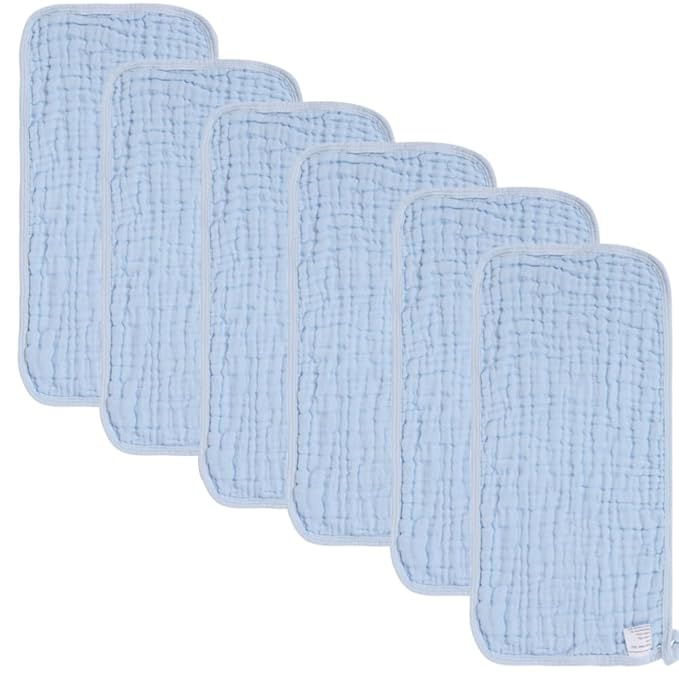 norinori Baby Burp Cloths Muslin Washcloths 6Pack - Muslin Burp Cloths Large 20''x10'' Extra Soft Absorbent Baby Burp Rags for Newborn 100% Cotton for Boys Girls Gift 6 Layers Machine Washable