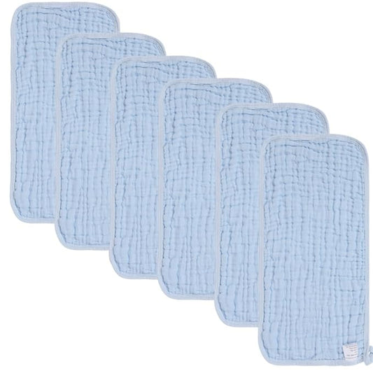 norinori Baby Burp Cloths Muslin Washcloths 6Pack - Muslin Burp Cloths Large 20''x10'' Extra Soft Absorbent Baby Burp Rags for Newborn 100% Cotton for Boys Girls Gift 6 Layers Machine Washable