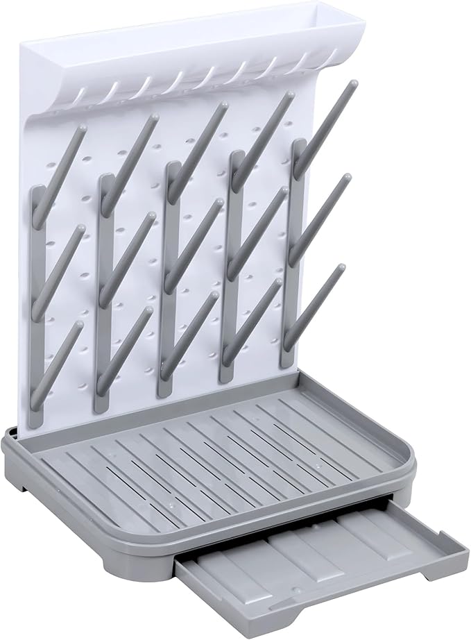 Velakade Baby Bottle Drying Rack – Large Vertical Bottle Dryer for 15 Bottles, Space-Saving Countertop Rack for Baby Bottles & Accessories, Compact Holder for Newborn Essentials