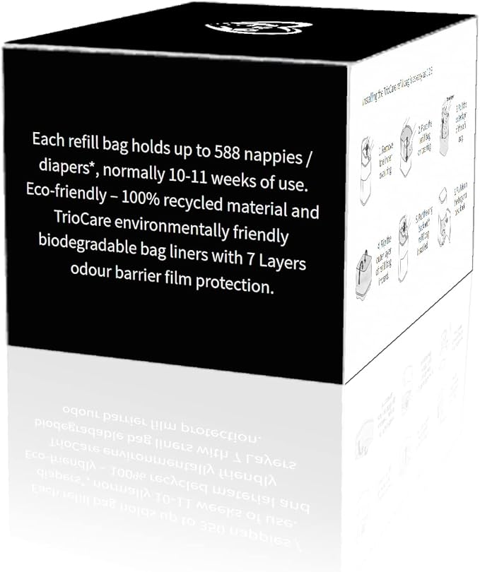TrioCare - 6 Pack Diaper Refill Liners Bags - Hold Up To 3528 Count Diapers - Disposable Biodegradable Diaper Pail Liners – Adult Senior Baby Smell Odor Locking Blocking Eliminator Bags