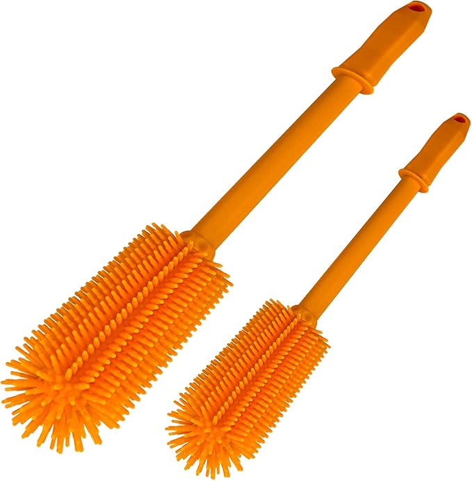SUPPHOUS Long Silicone Bottle Cleaning Brush | 2 Pack| 16”+13”Water Bottle Brush Cleaner Brush for Hydro Flask,Glassware,Vacuum Sports Bottle&Vases,Silicone Water Bottle Cleaner Brush for Narrow Neck
