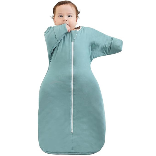 PuppyPaws Baby Sleep Sack 1.5 TOG, Transitional Swaddle with Arms Up Length Sleeves and Mitten Cuffs, Sleep Sack 9-15 Months, Wearable Blanket Baby, 95% Rayon derived from Bamboo, 5% Spandex