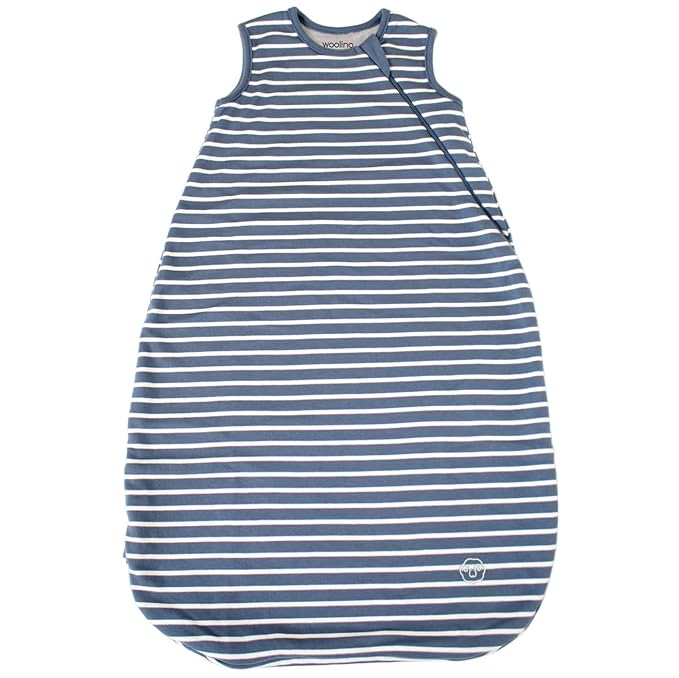 Woolino Merino Wool and Organic Cotton Baby Sleep Bag - 4 Season Classic Sleep Sack for Baby - Two-Way Zipper Sleeping Bag for Baby and Toddler - 6-18 Months - Navy Blue