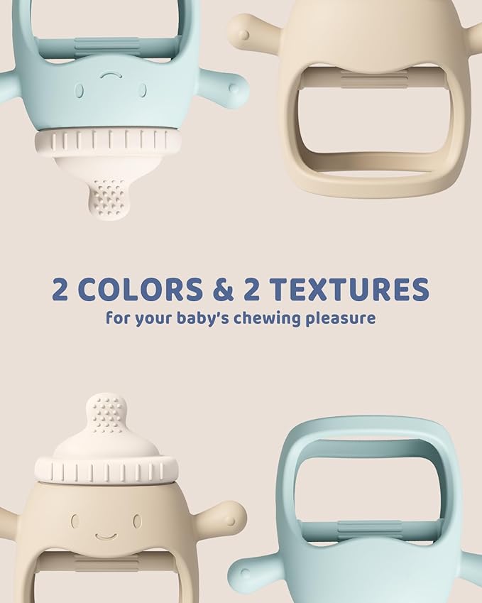 Chookachoo 2 Pack Baby Teething Toys, Teething Mitten for Infants 3+ Months, Hand Teether, Food Grade Silicone Baby Chew Toys for Sucking Needs, BPA Free Anti-Dropping Wrist Teether