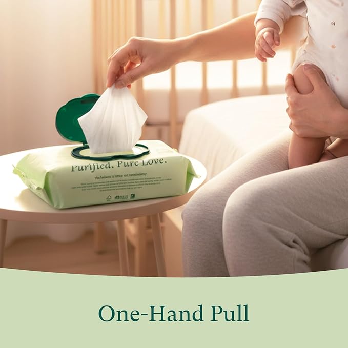 PurComfy Baby Wipes Unscented, 12 Flip-Top Packs + 12 Travel Pack 99.9% Water Wipes with Plant Based, Hypoallergenic for Sensitive Newborn Skin, Total 816 Count Wet Wipes
