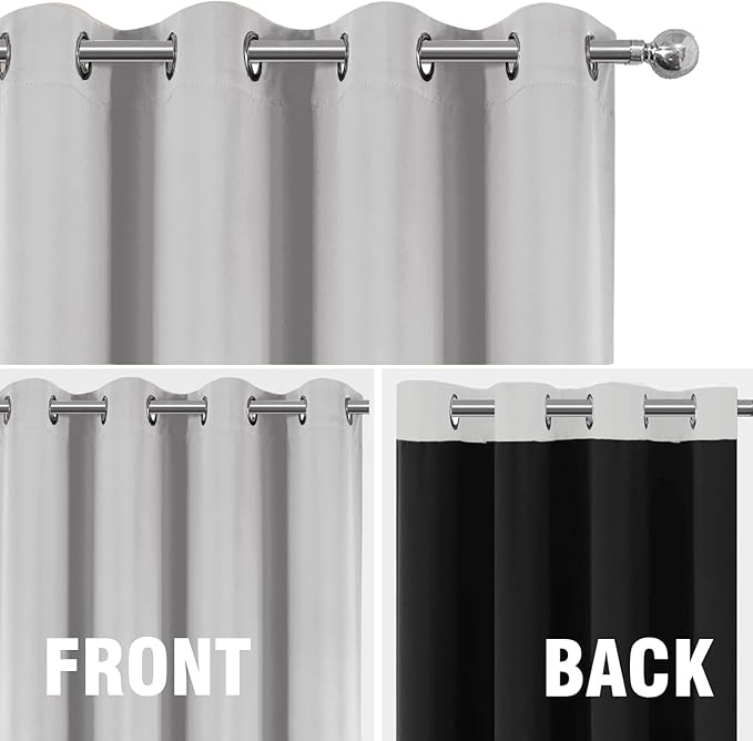 LEMOMO Blackout Curtains 66 x 84 Inch Light Grey Curtains 2 Panels Darkening Thermal Insulated Bedroom Curtains