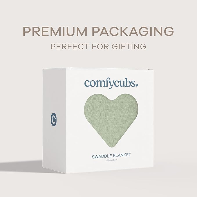 Comfy Cubs Muslin Swaddle Blankets Pack of 1, 47 x 47 Inch Soft Cotton Baby Blanket Set, Large Multipurpose Wraps for Newborns - Self-Soothing Swaddles for Newborns - Sage
