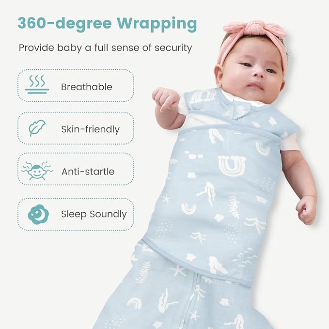 LILBESTIE Baby Swaddle Sleep Sack, 1.0 Tog New-Parent-Friendly Swaddle for Newborns & infant 0-6 Months Baby Wearable Blanket Reduce Startle Reflex, Newborn Boys Girls Registry Essentials