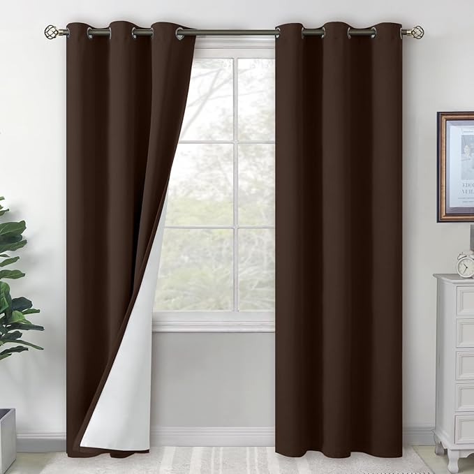 BGment Brown Blackout Curtains for Living Room 84 inch Length 2 Panels Set, Thermal Insulated Bedroom Curtains Soundproof Window Curtain Drapes, Each Grommet Curtains 42 Inch Wide