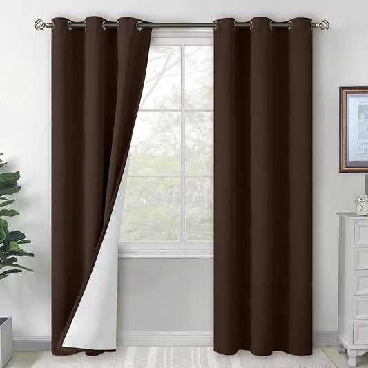BGment Brown Blackout Curtains for Living Room 84 inch Length 2 Panels Set, Thermal Insulated Bedroom Curtains Soundproof Window Curtain Drapes, Each Grommet Curtains 42 Inch Wide