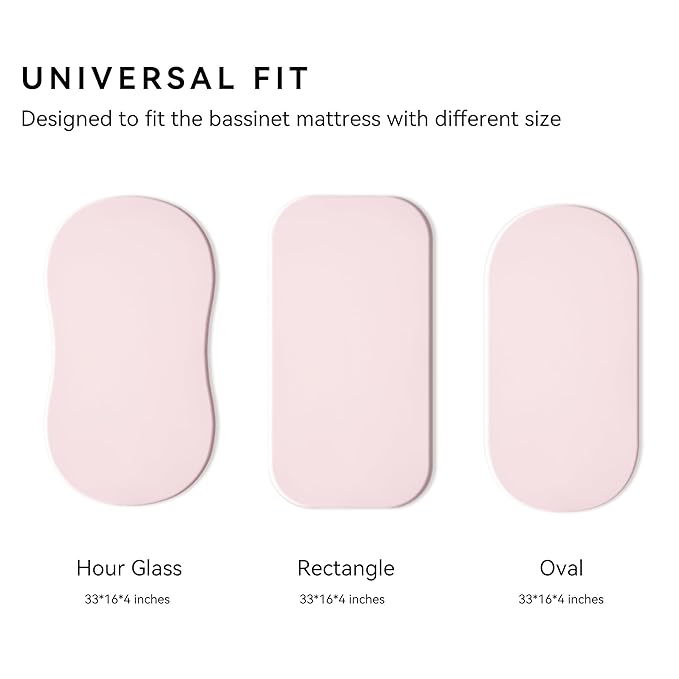 TILLYOU Baby Bassinet Sheets for Girls Boys 2 Pack Baby Sheets for Square Rectangle Oval Bassinet Mattress 33X16 Inch, Swan Dance and Pink