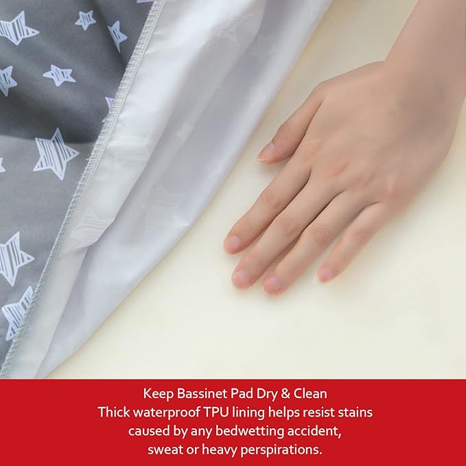 Waterproof Bassinet Sheets 2 Pack, Compatible with RONBEI & Koola Baby & Baby Joy Bassinet, 33" X 20" Fits Most bassinets and Cradles