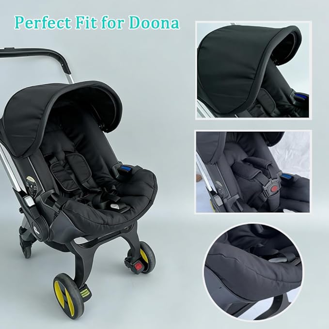 Changing Washing Kit,Canopy Sunshade Cover,Compatible with Car Seat Doona Strollers (Black)