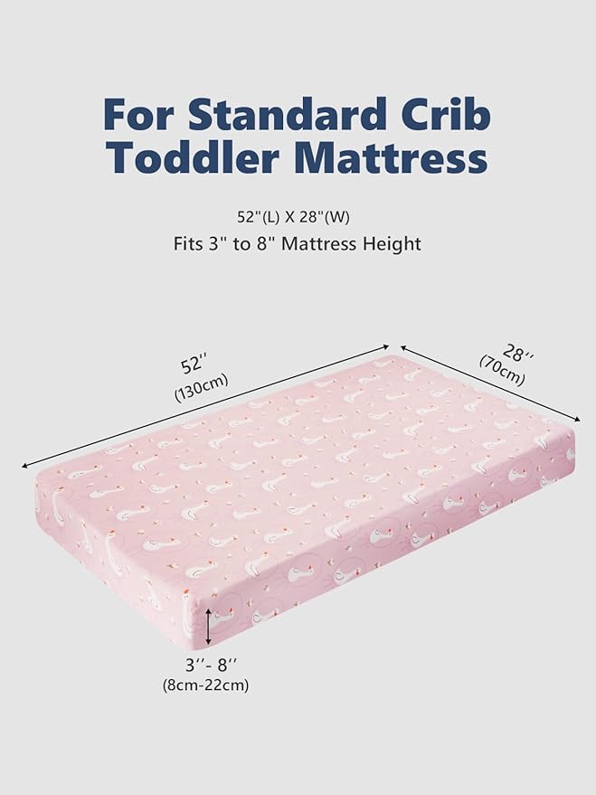 TILLYOU Baby Crib Sheets for Boys Girls, Super Soft Toddler Bed Sheets, 2 Pack Sheets for Standard Crib Mattress 28x52in, Swan
