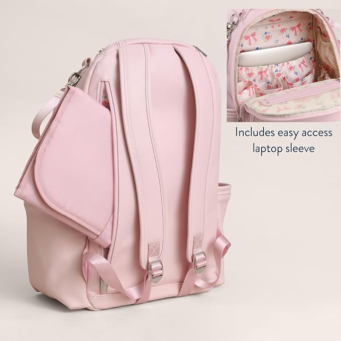 Itzy Ritzy Diaper Bag Backpack – Large Capacity Boss Plus Baby Backpack Diaper Bag Featuring 19 Pockets, Changing Pad, Stroller Clips, and Comfortable Straps (Pink Ribbons & Roses)