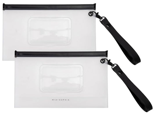 MIA + SOPHIA Set of 2 Baby Wipe Holder, Portable Reusable Wipes Pouch, Stylish Travel Wipes Case, Baby Wipes Dispenser, Wipes Stay Moist Longer, Attaches Easily with Included Wristlet