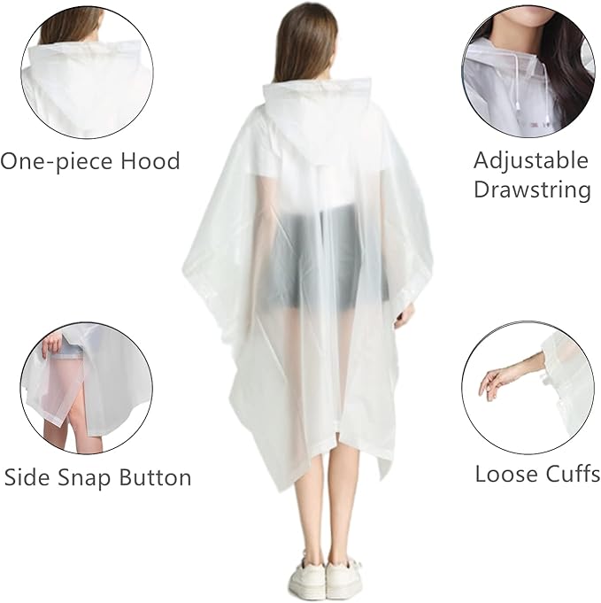 Rain Poncho Raincoats for Adults Reusable - 2-5 Pack EVA Waterproof Rain Coat with Hood, Rain Gear for Women Men