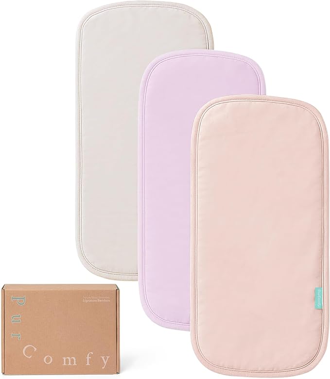 PurComfy Supersoft Burp Cloths Baby Girl, Premium Bamboo Viscose Baby Burp Cloths, Absorbent & Skin-Friendly, Large 21” x 10”, Baby Essentials for Feeding, Spit-Up, 3-Pack