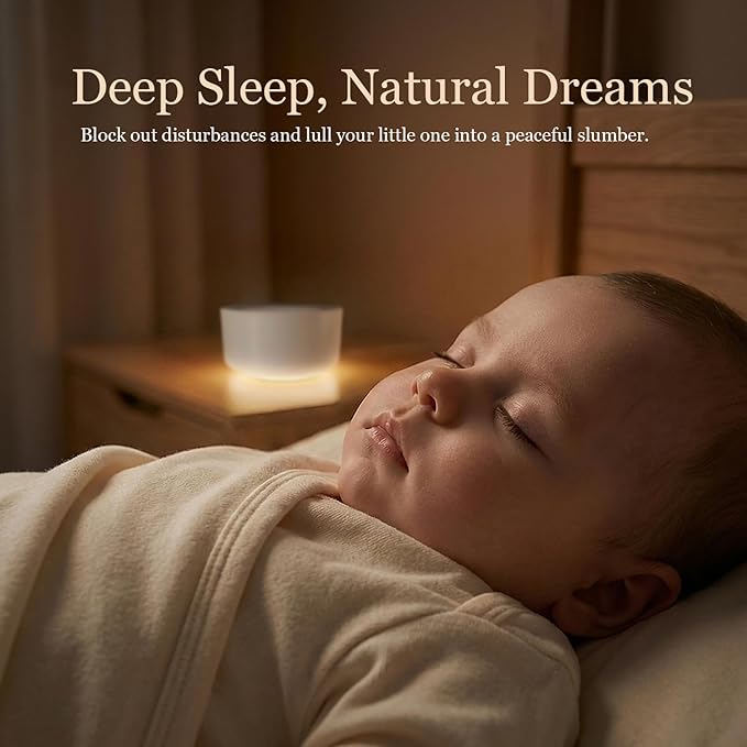 Kipcush White Noise Machine with Night Light – Nursery Sound Machine with Soft Non-Glare Lamp, 30 Soothing Sounds, 8 Color Lights, Up to 8-Hour Timer for Baby & Adults