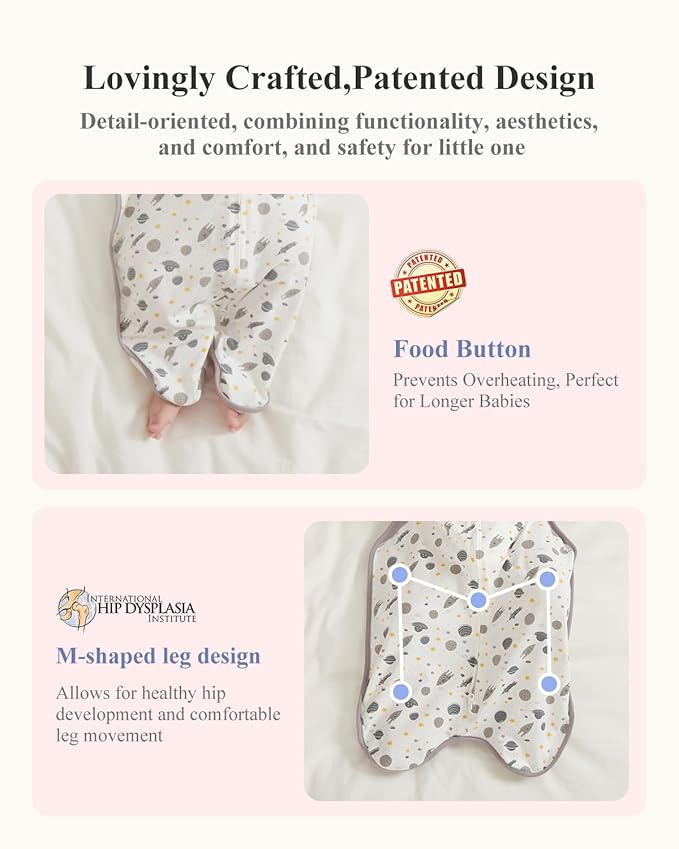 KIDIRA Swaddle for Newborns, Baby Swaddles 0-3 Months 5-13lb, Arms Up Swaddle 0-3 Months Newborn with Moisture-Wicking Fabric, Promotes Healthy Hip Development, 2-Way Zipper, 1Pack(Spaceships)