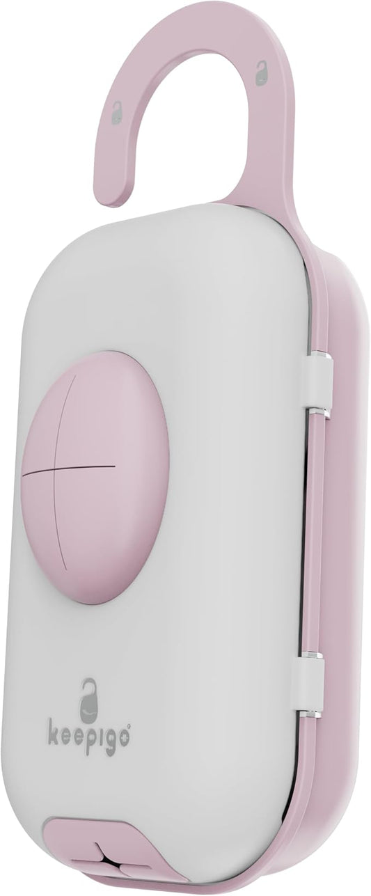 keepigo| Baby pink Diaper Bag Wipe Dispenser | 3-in-1 Portable Diaper Caddy Organizer, Baby Wipe Holder with Disposable Bags | Baby Essentials for Newborns, Toddlers, Travel & Baby Shower Gifts
