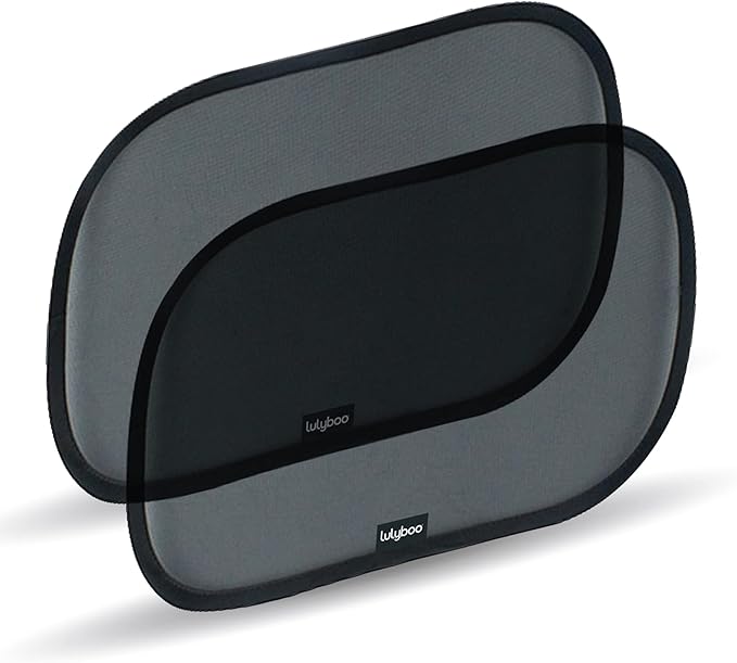 Lulyboo Car Window Shades for Baby (2 pk), Oval Cling Sun Shade, Black