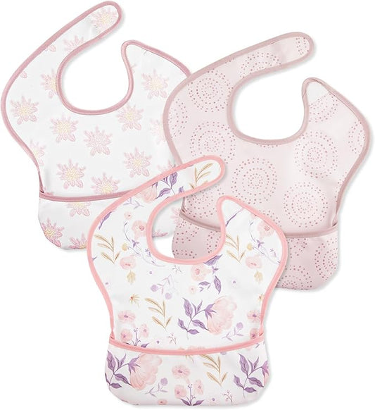 CIVARUA KIDS 3-Pack Waterproof Baby Bibs for Eating - Mess Proof Lightweight Toddler Feeding Bibs with Large Food Catcher