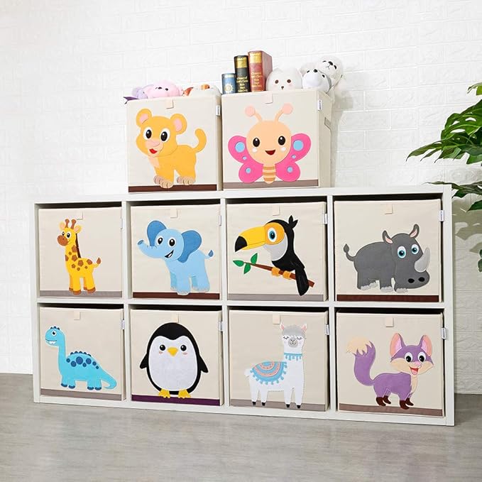 CLCROBD Foldable Animal Cube Storage Bins Fabric Toy Box/Chest/Organizer for Kids Nursery, 13 inch (Baby Lion)