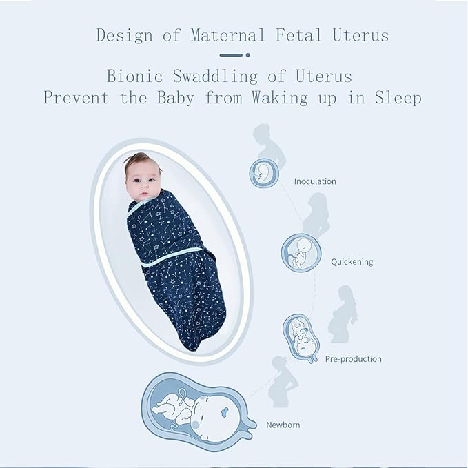 insular Baby Swaddle Wrap, Swaddle Blanket for Newborn and Infant, Adjustable Swaddling Set for Boy and Girl, Soft Cotton Baby Sleep Sack 3 Pack, Space, Medium(3-6 Month)