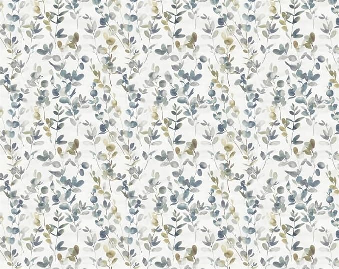Renaiss Botanical Herbs Blackout Curtains, Vintage Eucalyptus Leaf Thermal Insulated Bedroom Window Curtains, Classical Gray Plants Window Curtains for Kitchen, 63" L x 53" W 2 Panel Set