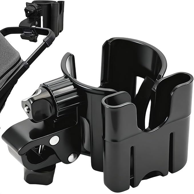Cup Holder for Stroller Compatible with Evenflo,Uppababy, Doona, Nuna – Universal Stroller Cup Holder Attachment with Phone Holder, 360°Rotatable Bottle Holder for Bike, Wheelchair, Walker & Scooter
