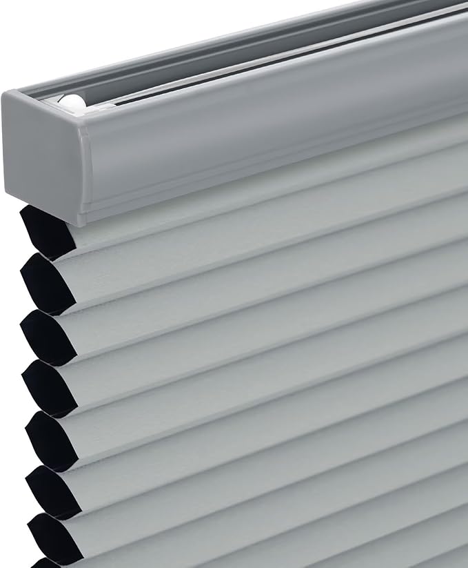 Changshade Cordless Cellular Shades, Blackout Honeycomb Shades for Windows, Pull Down Pleated Blinds, Easy to Install for Indoor Windows and French Doors,34" W x 72" H, Grey