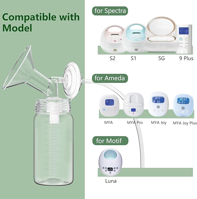 BDICOVE Breastmilk Storage Bottles Collection Bottles, 10oz Wide-Neck Breast Milk Container Compatible for Spectra S1 S2 SG Motif Luna Breast Pumps, Fit for 22oz Breast Milk Cooler & Fridge, 4 Packs
