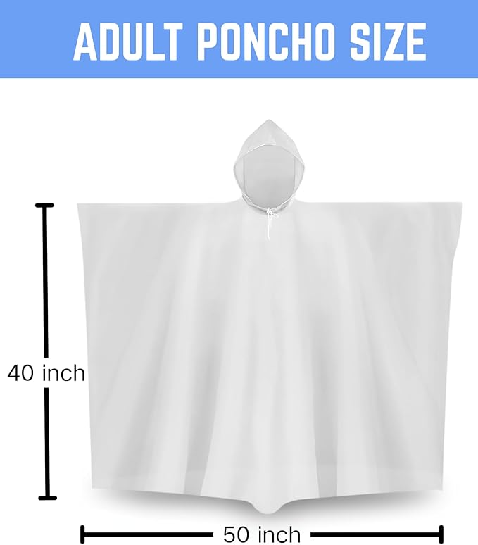 Rain Ponchos for Adults, Kids & Family - 4, 8, 9 & 16 Pack Options - Extra Thick, Tear-Resistant with Hood