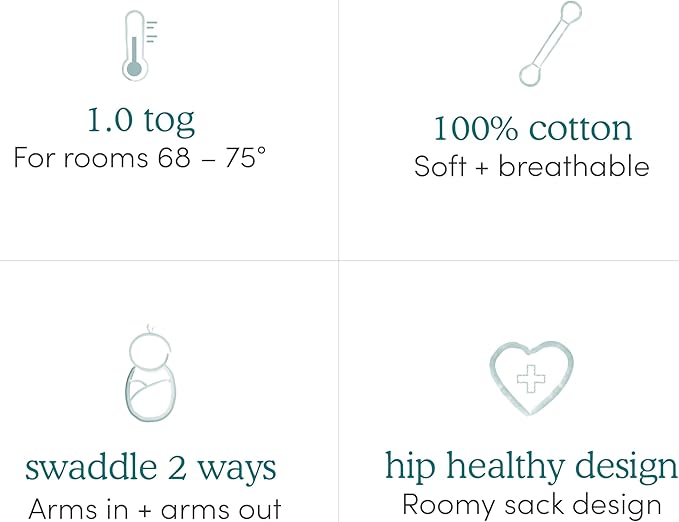 aden + anais Essentials Easy Swaddle Wrap Quick Change with Bottom Zipper, Snug Cotton Knit Baby Wrap Swaddle Blanket for Newborns, TOG 1.0, 3 Pack, Winnie, 0-3 Months, Small/Medium