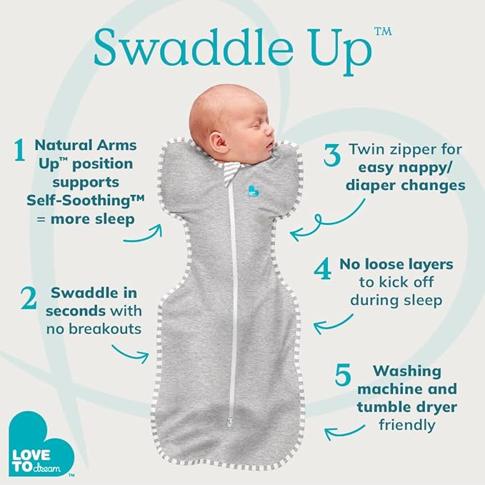 Love to Dream Swaddle UP, Baby Sleep Sack, Self-Soothing Swaddles for Newborns, Improves Sleep, Snug Fit Helps Calm Startle Reflex, New Born Essentials for Baby, 1.0 TOG, 5-8.5 lbs, Deep Olive