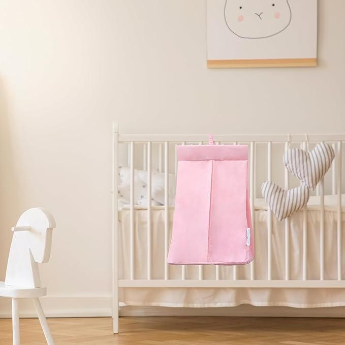 SPRINGSPIRIT Diaper Stacker Caddy Organizer Easy Access & Dustproof Portable Hand Free Diaper Holder for Adults or Nursery, Machine Washable Pink
