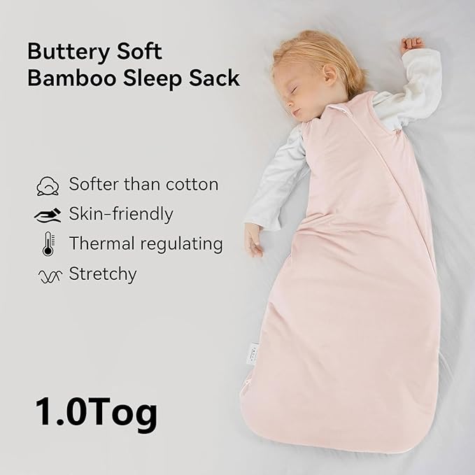 Rayon Made from Bamboo Sleep Sack 18-24 Months 1.0 Tog Ultra Soft Baby Wearable Blanket Toddler Sleep Sack 2t for Babies Unisex Girl Boy 2-Way Zipper Baby Sleeping Bag Breathable XL